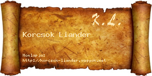 Korcsok Liander névjegykártya